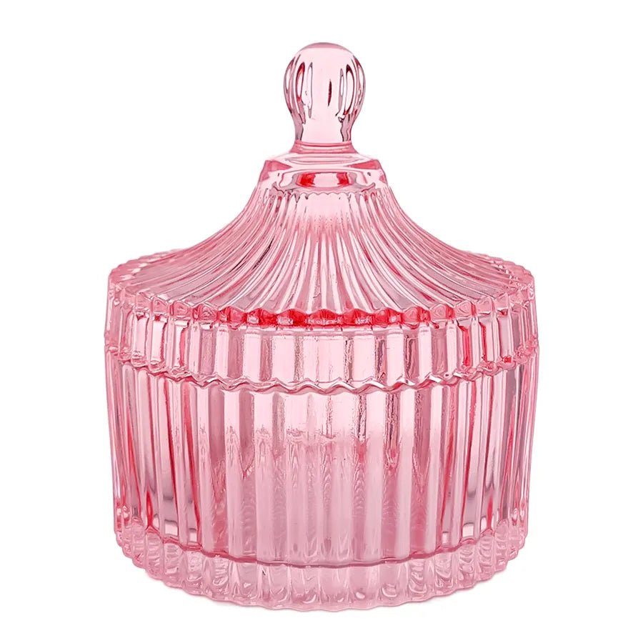 260ml - Versalles Vaso de Lujo de Vidrio para Velas - Frasco Rosa Transparente - Candle Craft