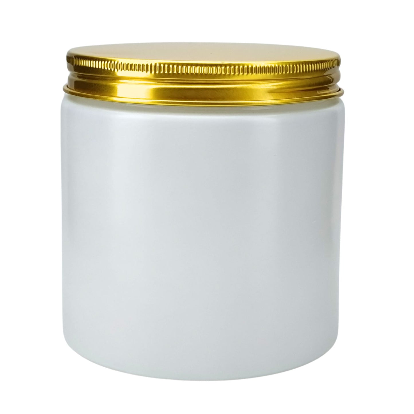 270ml - Miami Vaso de vidrio con rosca para velas - Blanco Mate con tapa Dorada