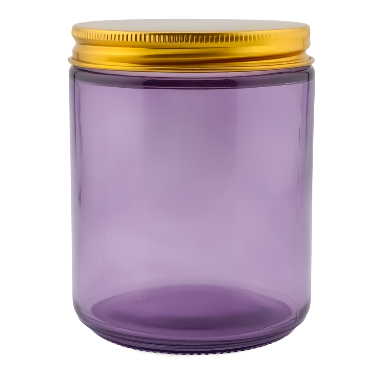 270ml - Miami Vaso de vidrio con rosca para velas - Morado con tapa dorada