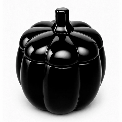 270ml - Calabaza de Vidrio para Velas - Vaso Decorativo para Halloween - Negro Brillante - Candle Craft