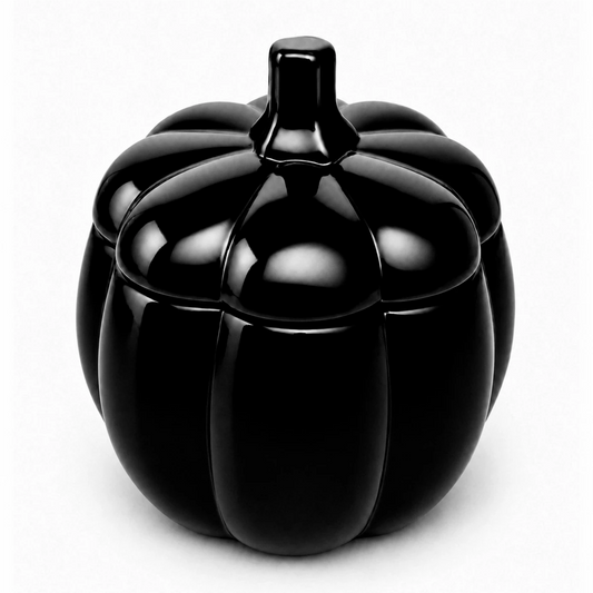 270ml - Calabaza de Vidrio para Velas - Vaso Decorativo para Halloween - Negro Brillante - Candle Craft