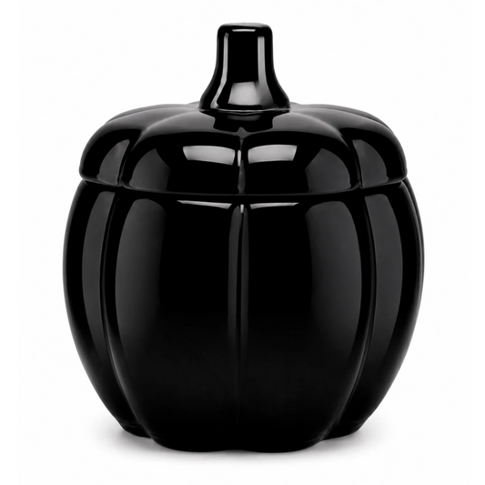 270ml - Calabaza de Vidrio para Velas - Vaso Decorativo para Halloween - Negro Brillante - Candle Craft