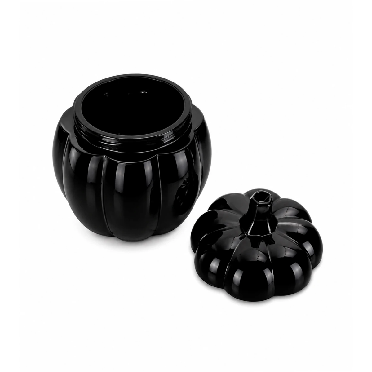 270ml - Calabaza de Vidrio para Velas - Vaso Decorativo para Halloween - Negro Brillante - Candle Craft