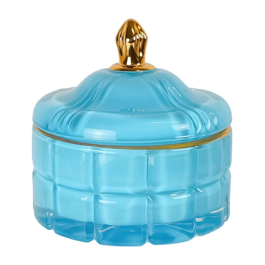 270ml - Cannes Vaso de lujo de vidrio para velas Azul Bebé - Azul Cielo Pastel Claro Brillante con Oro - Candle Craft