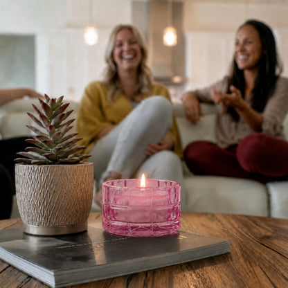 270ml - Cannes Vaso de lujo de vidrio para velas - Frasco de Vidrio Rosa - Candle Craft