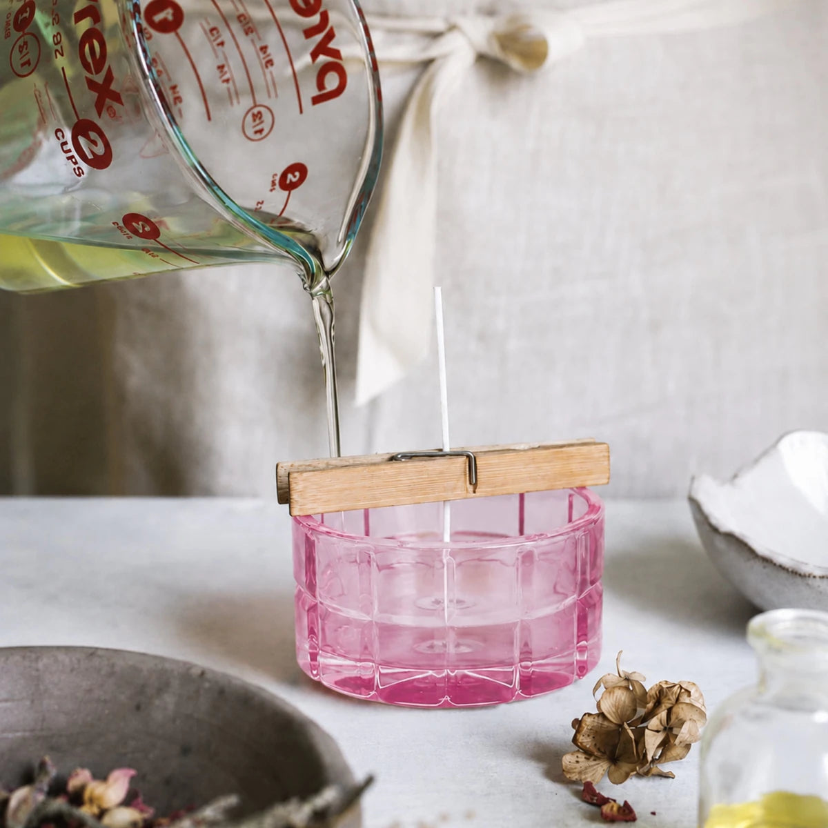 270ml - Cannes Vaso de lujo de vidrio para velas - Frasco de Vidrio Rosa - Candle Craft