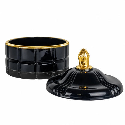 270ml - Cannes Vaso de lujo de vidrio para velas - Frasco Negro Brillante con Oro - Candle Craft