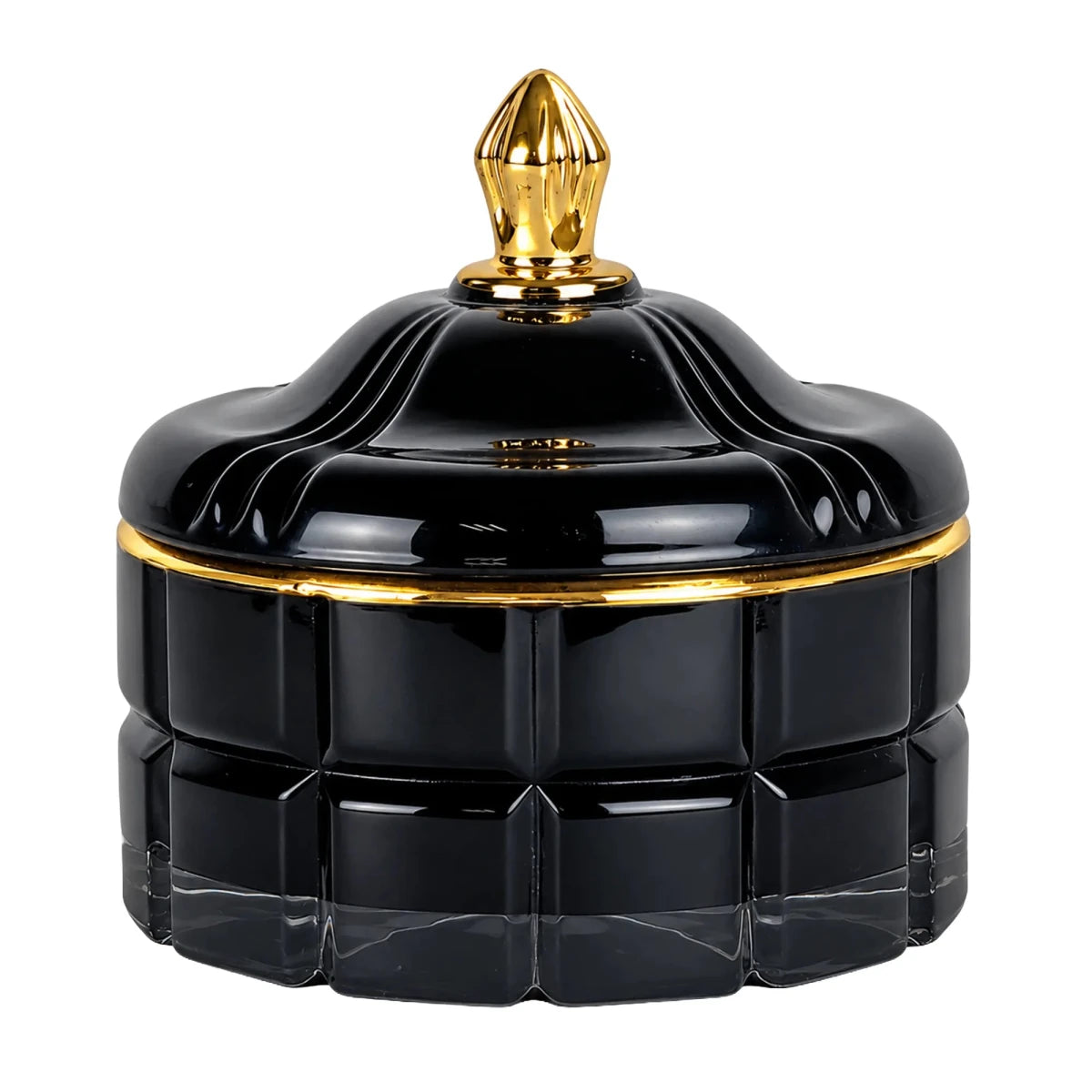 270ml - Cannes Vaso de lujo de vidrio para velas - Frasco Negro Brillante con Oro - Candle Craft