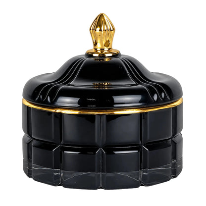 270ml - Cannes Vaso de lujo de vidrio para velas - Frasco Negro Brillante con Oro - Candle Craft
