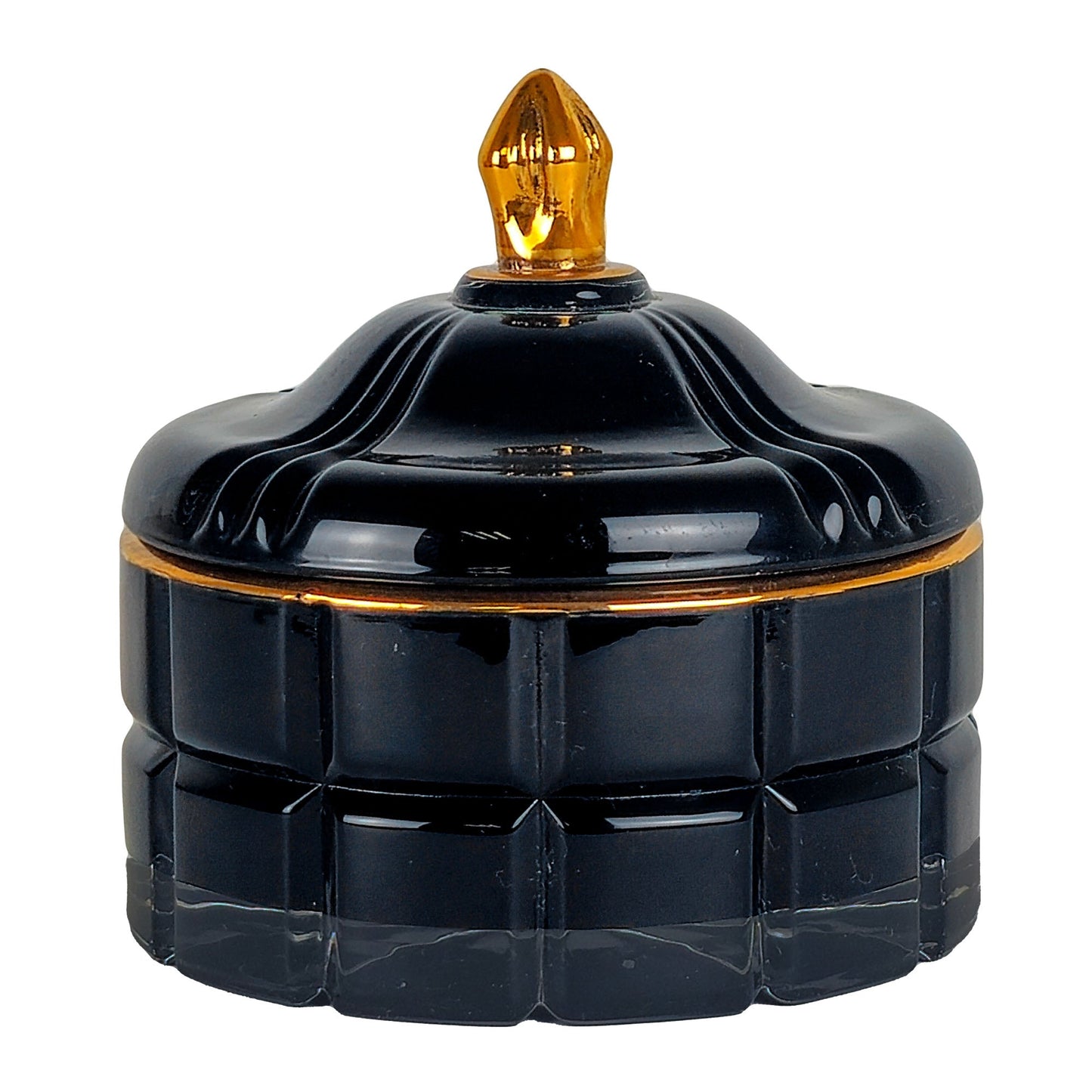 270ml - Cannes Vaso de lujo de vidrio para velas - Negro Brillante con Oro - Candle Craft