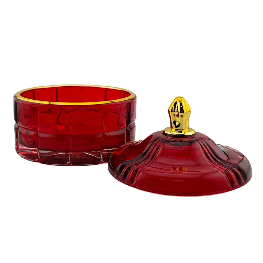 270ml - Cannes Vaso de lujo de vidrio para velas Rojo Vino Tinto - Frasco de Vidrio Rojo Cereza con Oro - Candle Craft