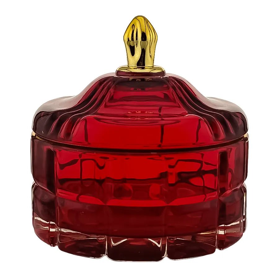 270ml - Cannes Vaso de lujo de vidrio para velas Rojo Vino Tinto - Frasco de Vidrio Rojo Cereza con Oro - Candle Craft