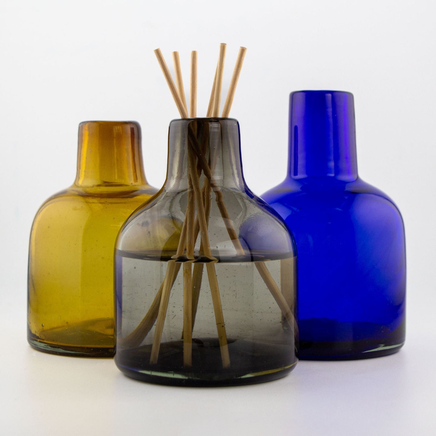 270ml - Florencia Botella Frasco para Difusor de Vidrio Soplado Artesanal - Azul Oscuro - Hecho a mano - Candle Craft