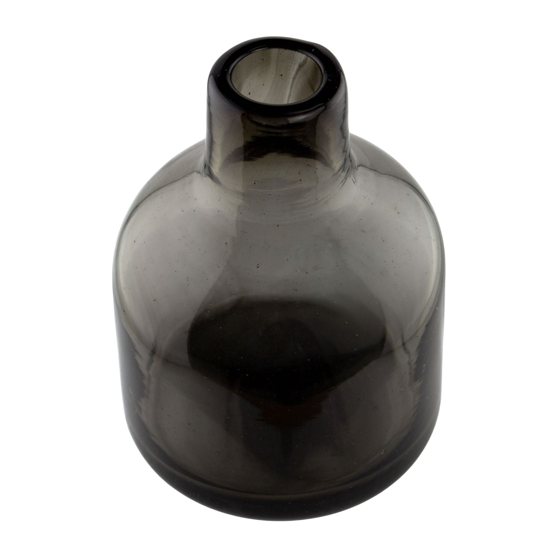 270ml - Florencia Botella Frasco para Difusor de Vidrio Soplado Artesanal - Gris Oscuro / Negro - Hecho a mano - Candle Craft