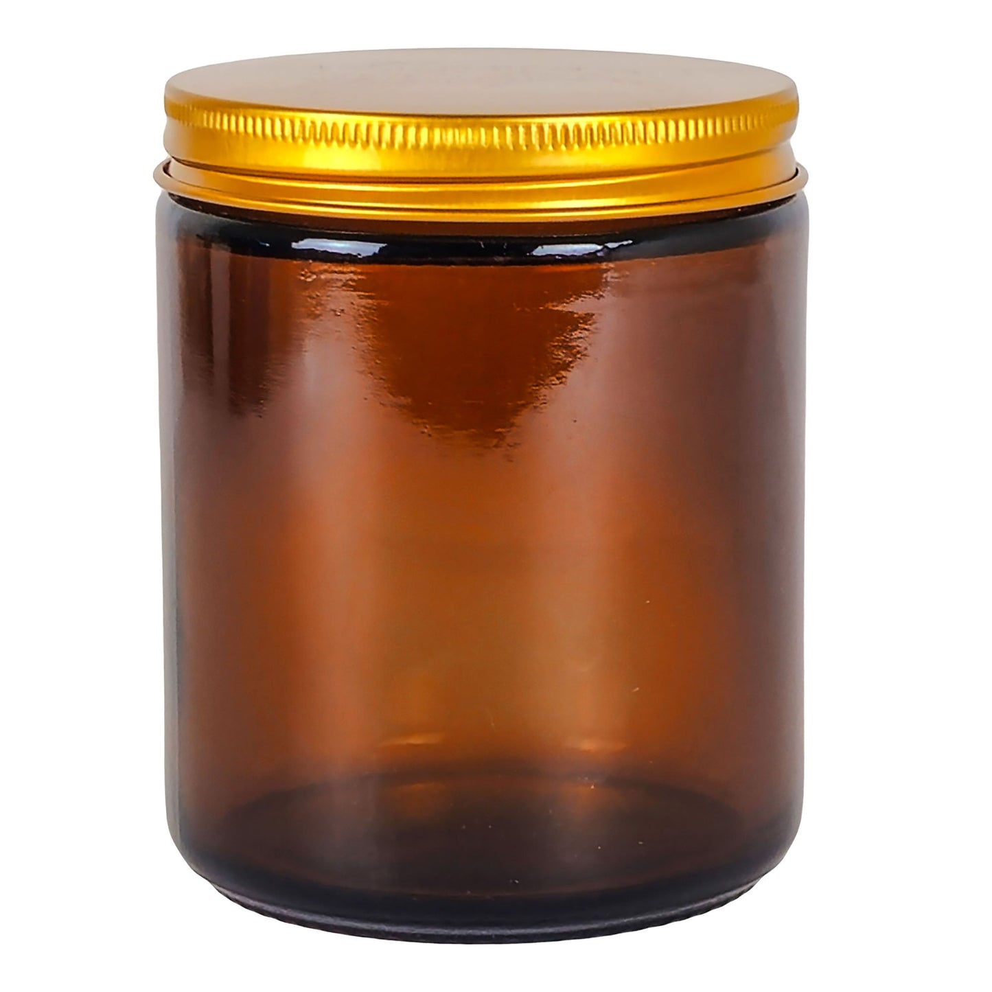 270ml - Miami Vaso de vidrio con rosca para velas - Ámbar con tapa dorada - Candle Craft