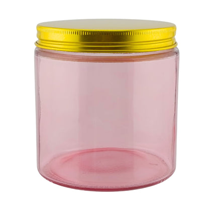 270ml - Miami Vaso de vidrio con rosca para velas - Rosa con tapa Dorada - Candle Craft