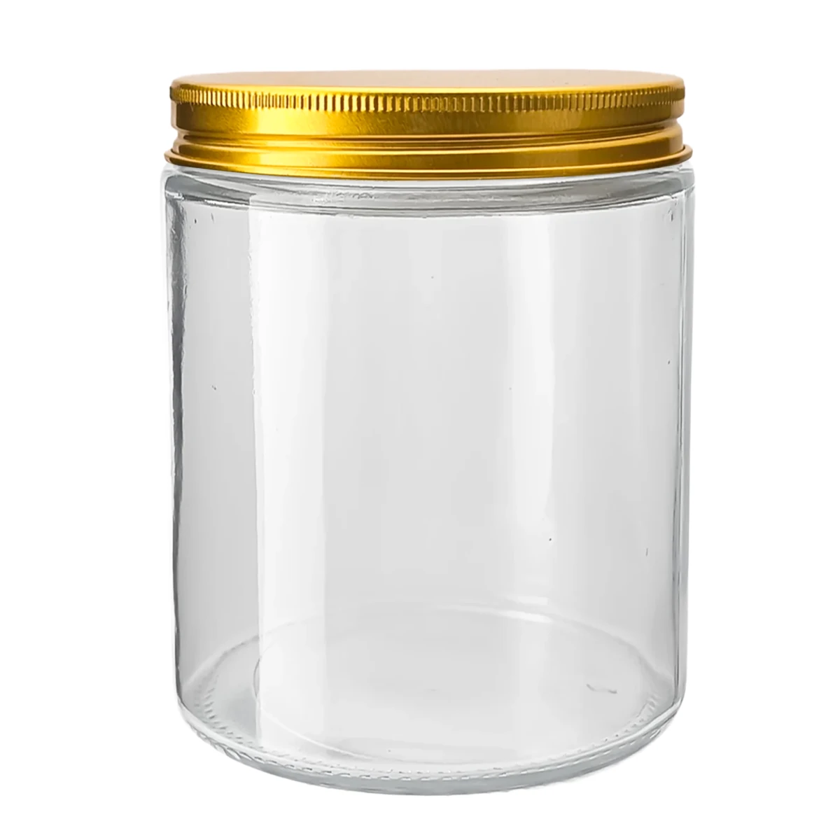270ml - Miami Vaso de vidrio con rosca para velas - Transparente con tapa dorada - Candle Craft