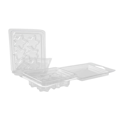 Contenedor para Wax Melt - Clamshell de 6 cavidades Estrella - Molde / Vaso para cera derretibles en Estrella aromáticas para quemador