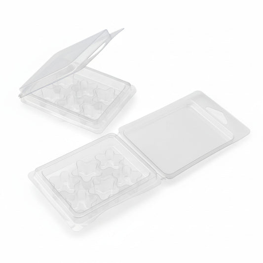 Contenedor para Wax Melt - Clamshell de 6 cavidades Estrella - Molde / Vaso para cera derretibles en Estrella aromáticas para quemador