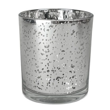 300ml - Mónaco Vaso de vidrio para velas - Plata - Metálico con Salpicaduras