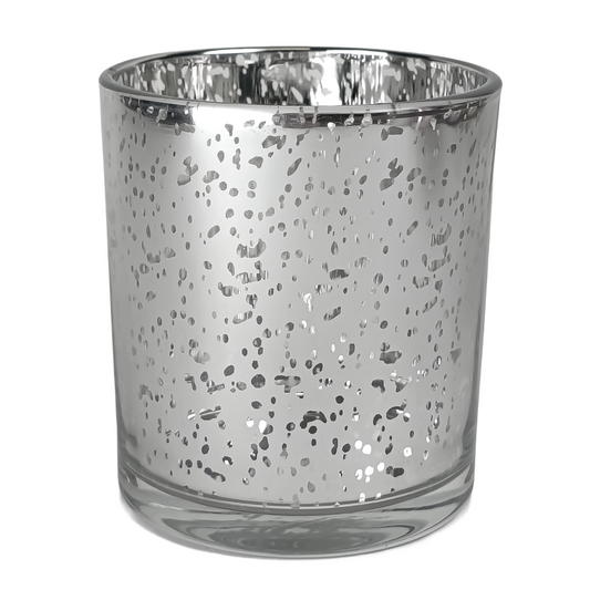 300ml - Mónaco Vaso de vidrio para velas - Plata - Metálico con Salpicaduras