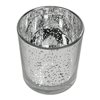 560ml - Mónaco Vaso de vidrio para velas - Plata Metálico con Salpicaduras