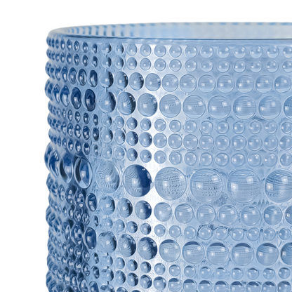 300ml - Tahití Vaso de vidrio con Diseño Perlado para velas -  Azul Transparente