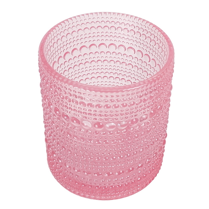300ml - Tahití Vaso de vidrio con Diseño Perlado para velas -  Rosa Transparente