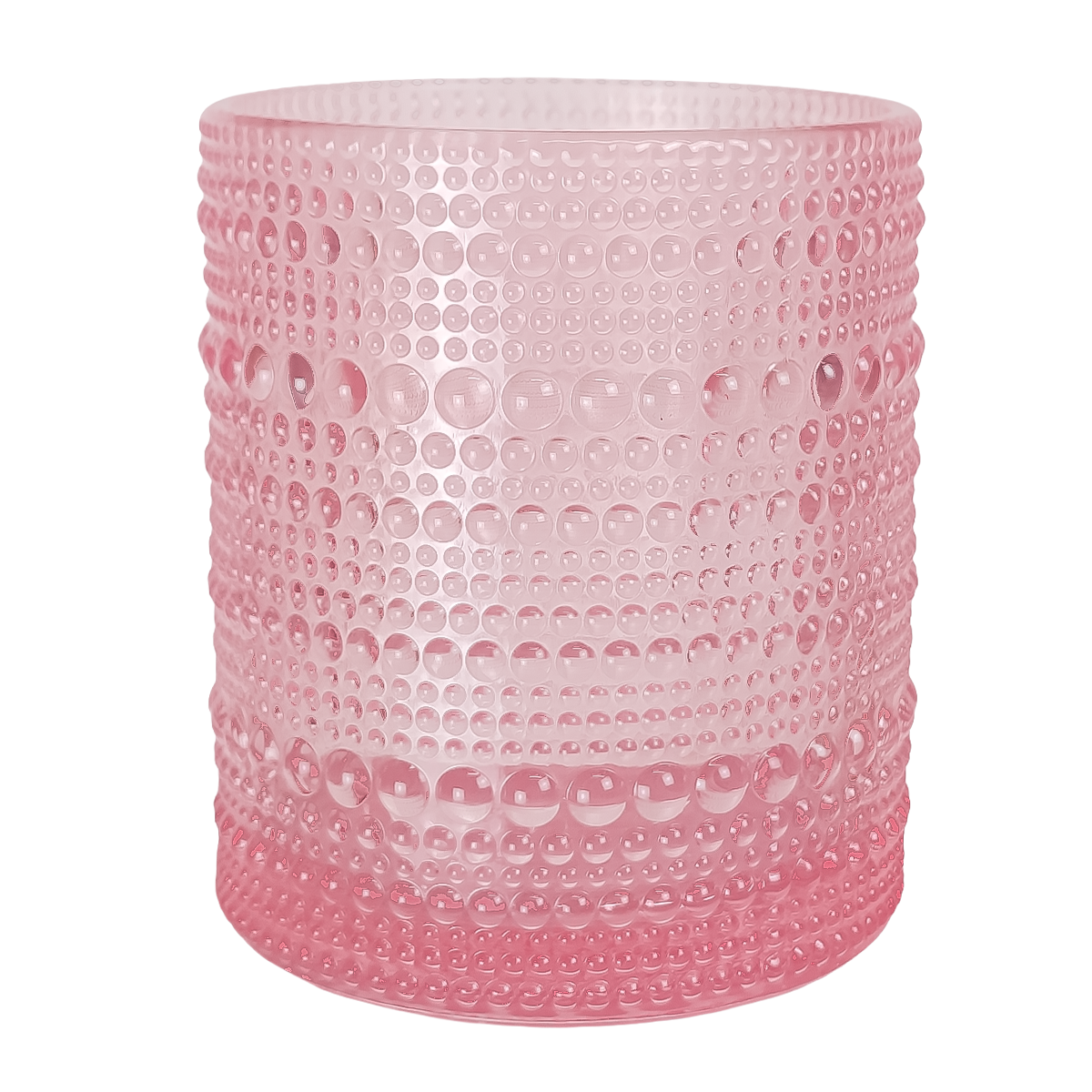 300ml - Tahití Vaso de vidrio con Diseño Perlado para velas -  Rosa Transparente