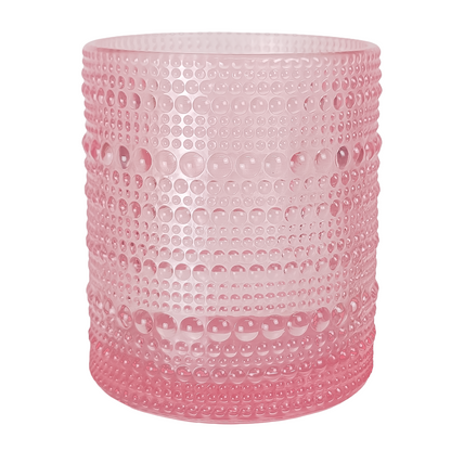 300ml - Tahití Vaso de vidrio con Diseño Perlado para velas -  Rosa Transparente