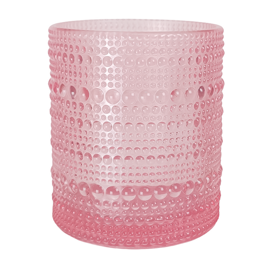 300ml - Tahití Vaso de vidrio con Diseño Perlado para velas -  Rosa Transparente