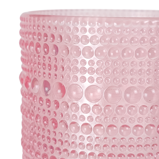 300ml - Tahití Vaso de vidrio con Diseño Perlado para velas -  Rosa Transparente