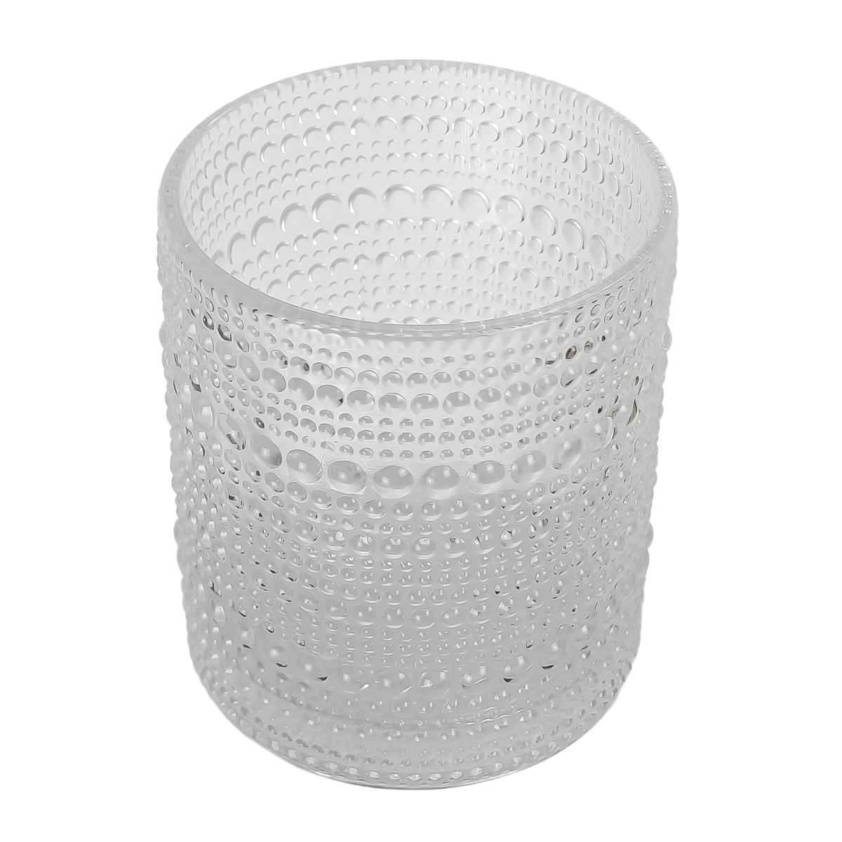300ml - Tahití Vaso de vidrio con Diseño Perlado para velas -  Transparente