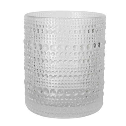 300ml - Tahití Vaso de vidrio con Diseño Perlado para velas -  Transparente