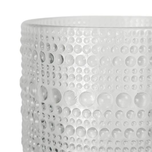 300ml - Tahití Vaso de vidrio con Diseño Perlado para velas -  Transparente