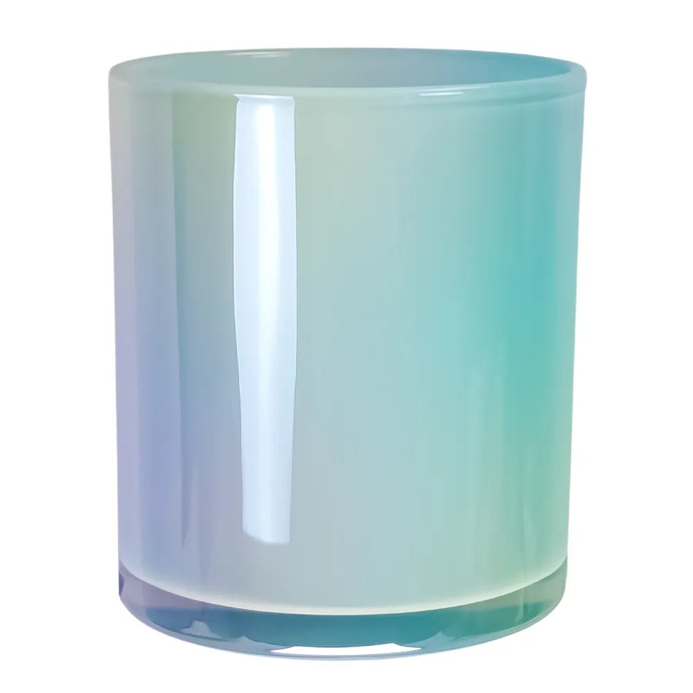 300ml - Mónaco Vaso de Vidrio para Velas Azul Bebé - Azul Claro Pastel Tornasol Arcoíris Brillante - Candle Craft