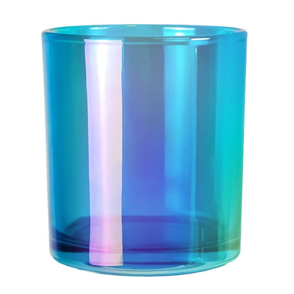 300ml - Mónaco Vaso de Vidrio para Velas - Azul Claro Tornasol Arcoíris Transparente - Candle Craft