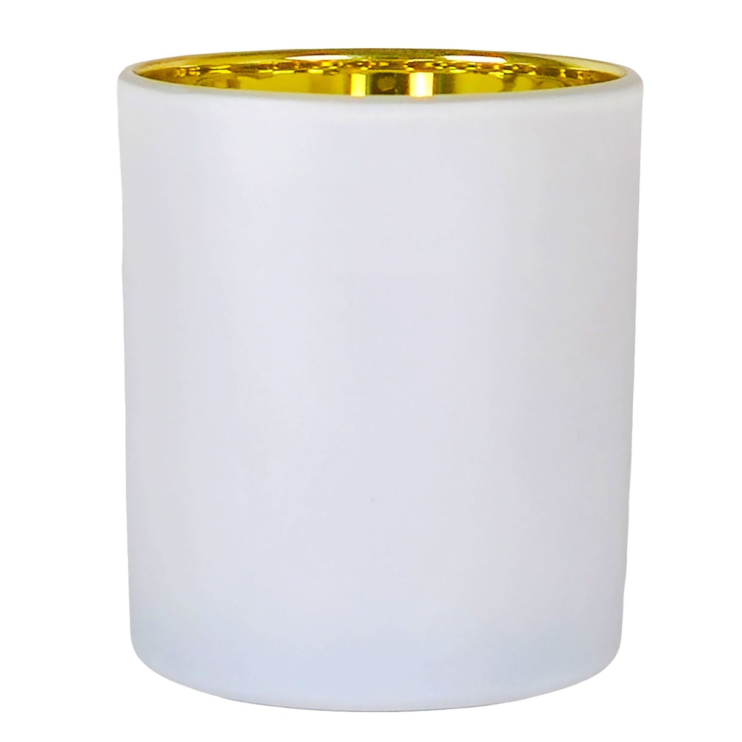 300ml - Mónaco Vaso de vidrio para velas - Blanco Mate / Dorado Metálico - Candle Craft
