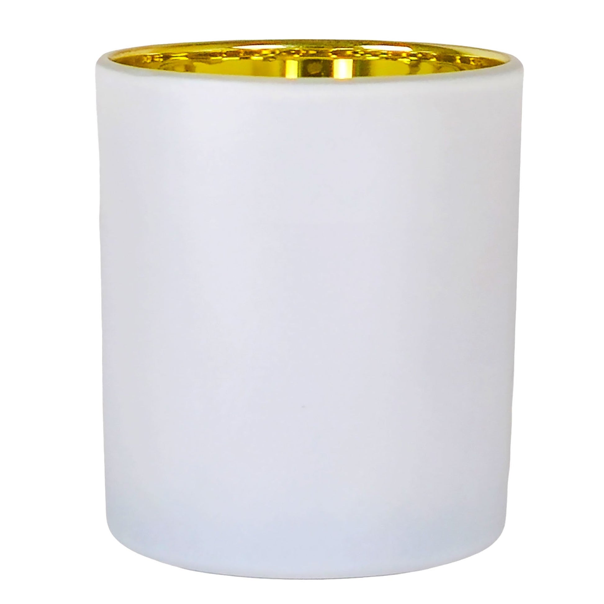 300ml - Mónaco Vaso de vidrio para velas - Blanco Mate / Dorado Metálico - Candle Craft