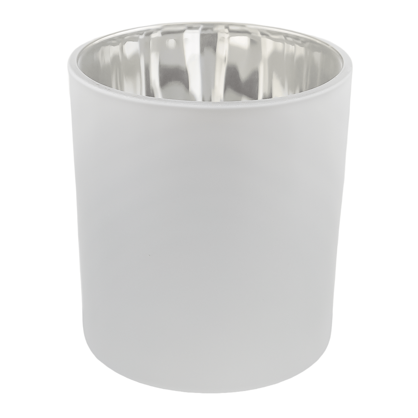 300ml - Mónaco Vaso de vidrio para velas - Blanco Mate / Plata Metálico - Candle Craft