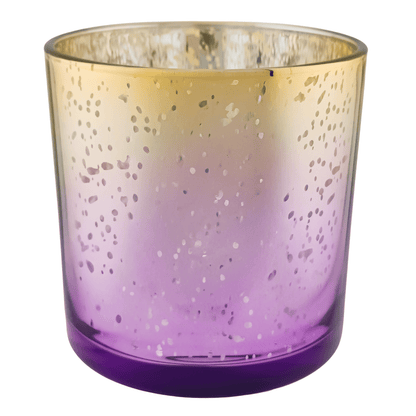 300ml - Mónaco Vaso de vidrio para velas - Dorado / Morado - Metálico con Salpicaduras - Candle Craft