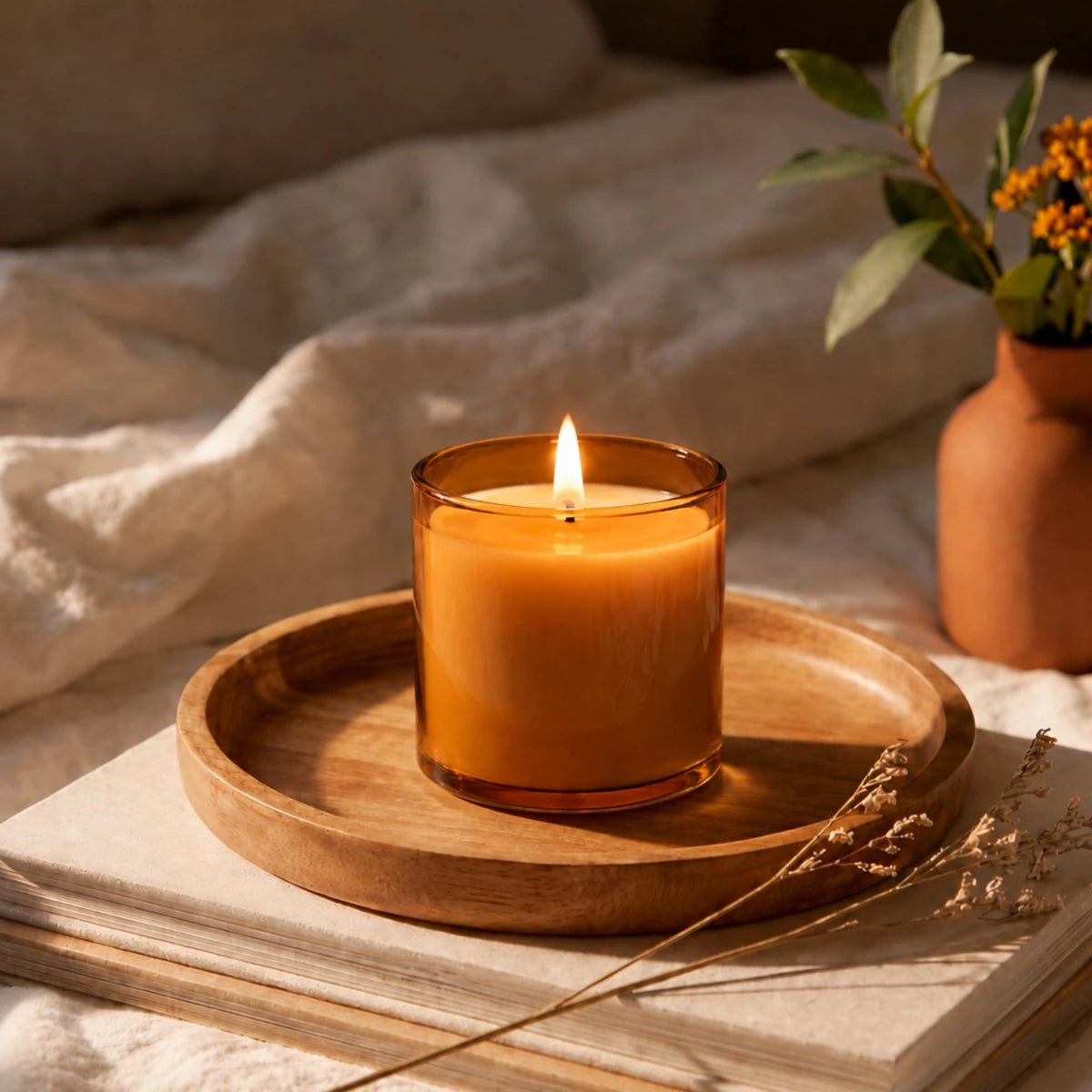 300ml - Mónaco Vaso de vidrio para velas - Frasco Ámbar Café Marrón - Transparente - Candle Craft