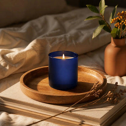 300ml - Mónaco Vaso de vidrio para velas - Frasco Azul Nocturno Mate - Candle Craft