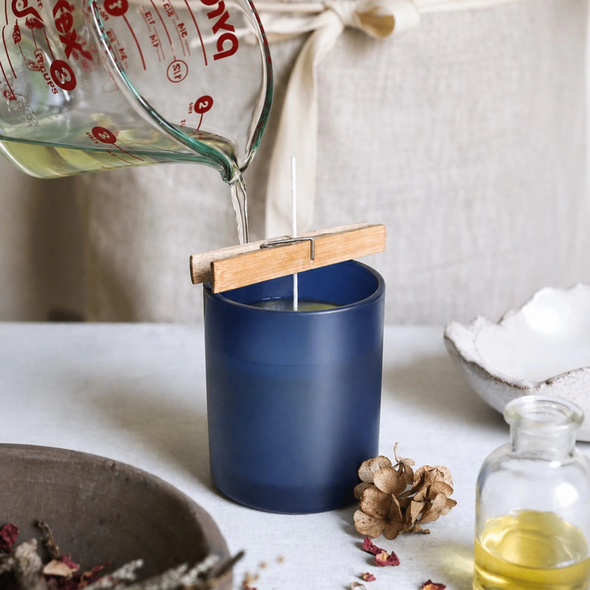 300ml - Mónaco Vaso de vidrio para velas - Frasco Azul Nocturno Mate - Candle Craft