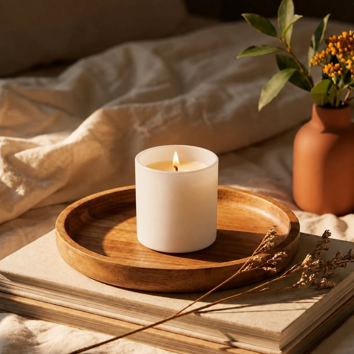 300ml - Mónaco Vaso de vidrio para velas - Frasco Blanco Mate - Candle Craft