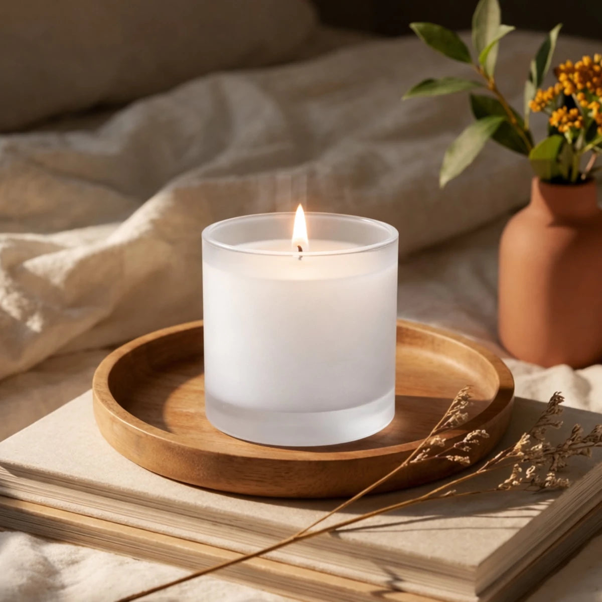 300ml - Mónaco Vaso de vidrio para velas - Frasco Blanco Satinado - Candle Craft