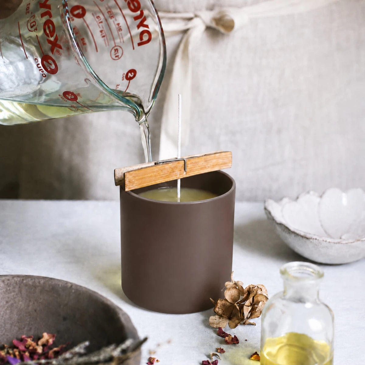 300ml - Mónaco Vaso de vidrio para velas - Frasco Café Chocolate Marrón - Mate - Candle Craft