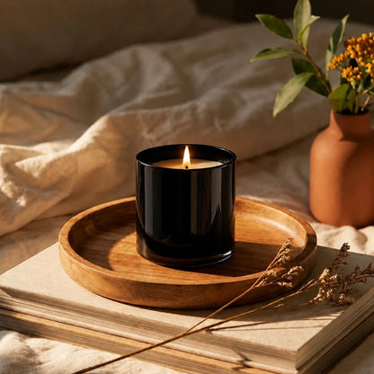 300ml - Mónaco Vaso de vidrio para velas - Frasco Negro Brillante - Candle Craft