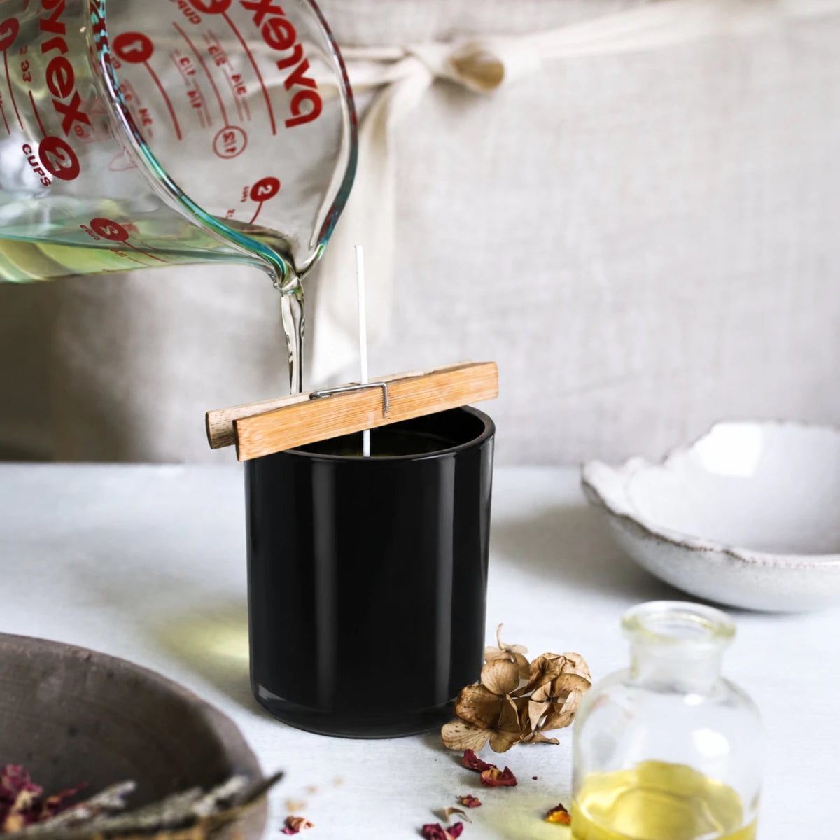 300ml - Mónaco Vaso de vidrio para velas - Frasco Negro Brillante - Candle Craft