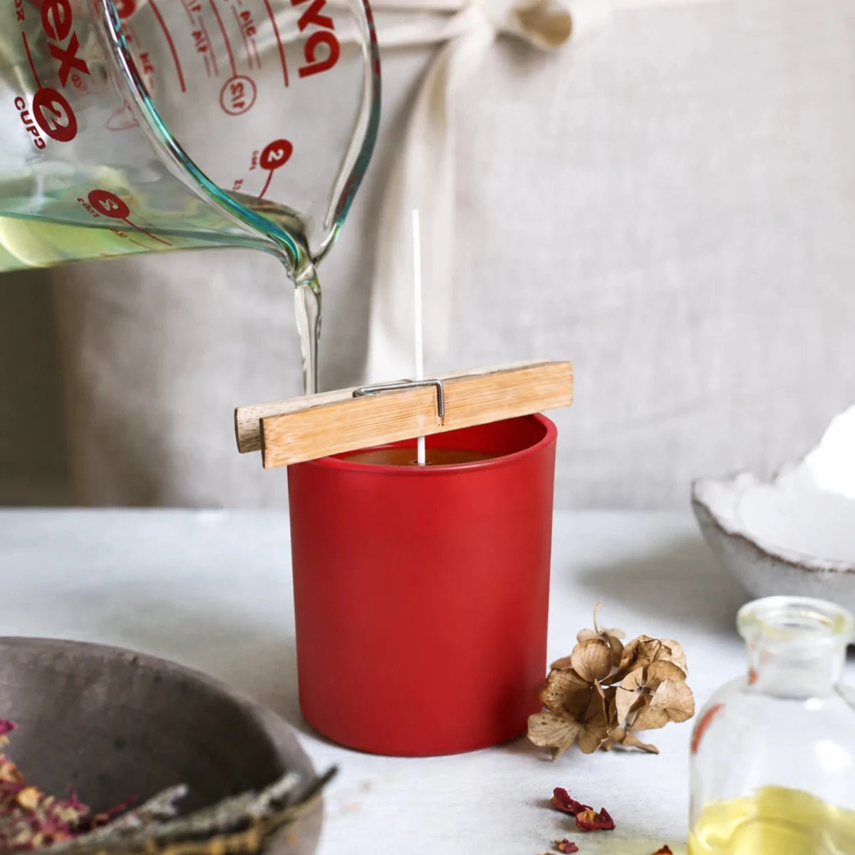 300ml - Mónaco Vaso de vidrio para velas - Frasco Rojo Mate - Candle Craft